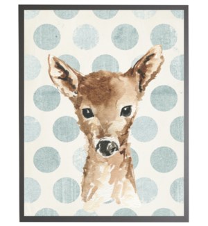 Watercolor baby Deer on blue polka dots